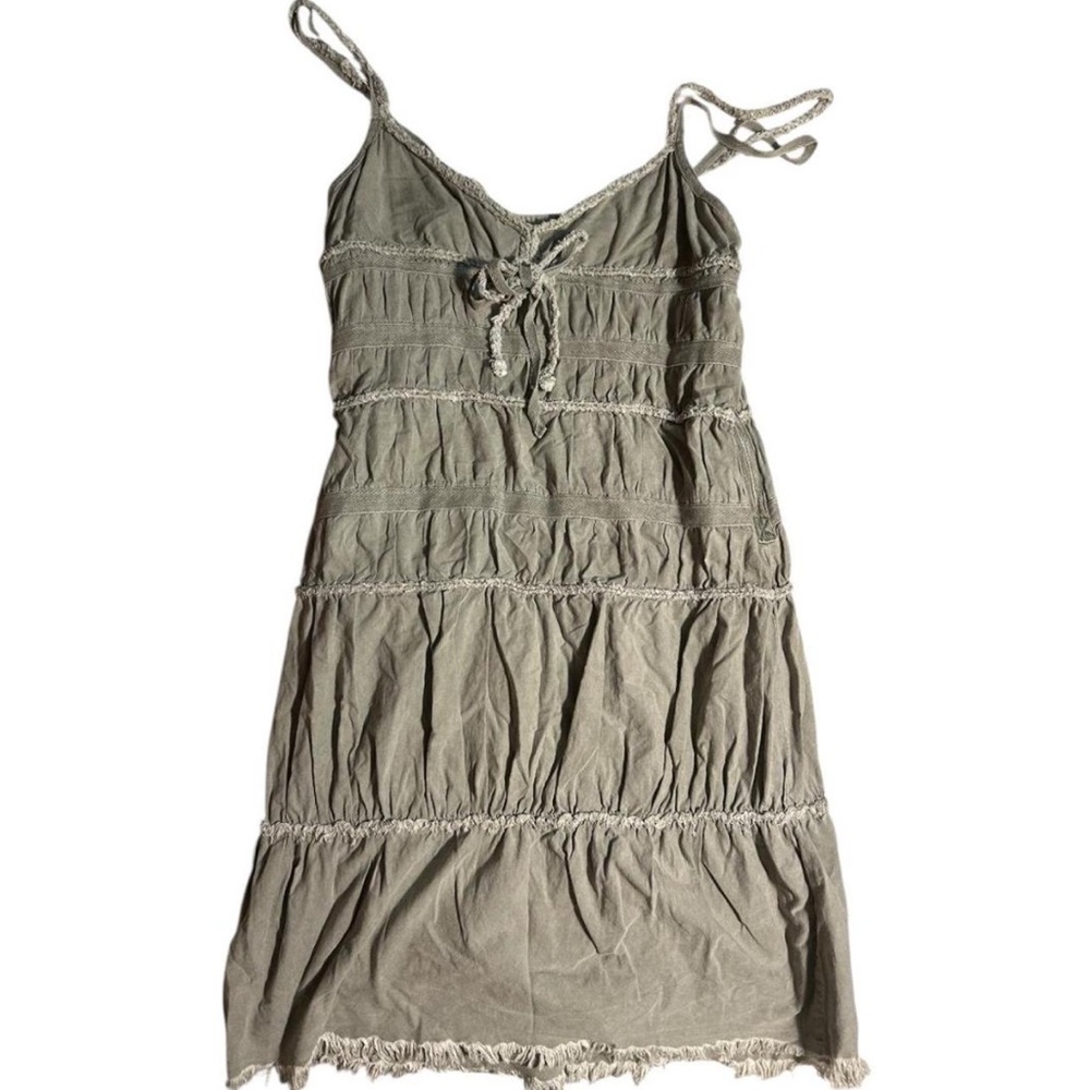 Free People Boho Cottage Spring Olive Green Tiered Dress